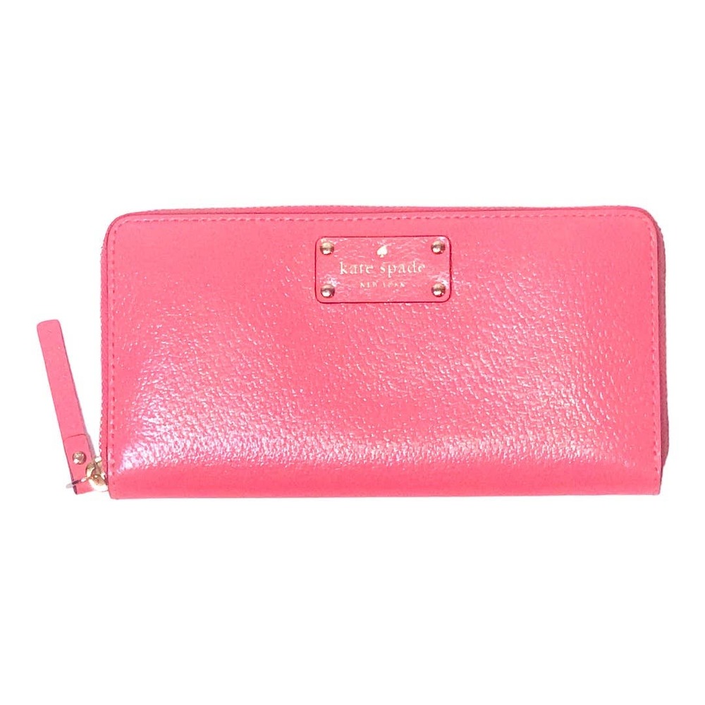 Kate Spade Coral Pink Pebbled Leather Zip Around Large Continental Wallet NWOT